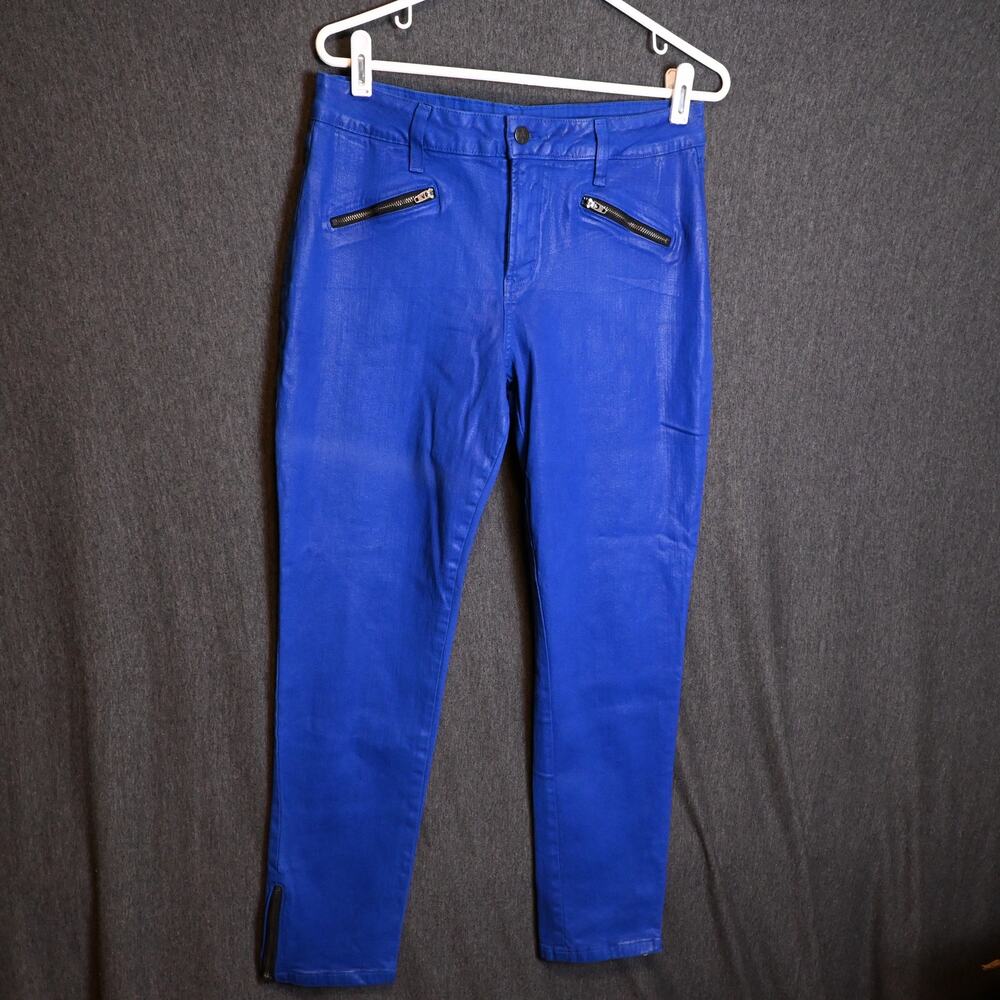 NYDJ Women's 10 (30x27) Angelina Coated Blue Denim Leggings USA Made